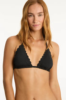Adjustable black triangle top with scalloped detail