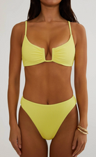 Ribbed bikini botom with medium coverage in yellow