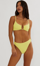Ribbed bikini botom with medium coverage in yellow