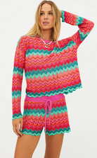 Drawstring knit shorts in multicolor