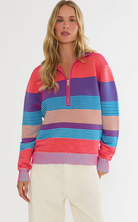 Striped Colorful Quarter Zip Sweater