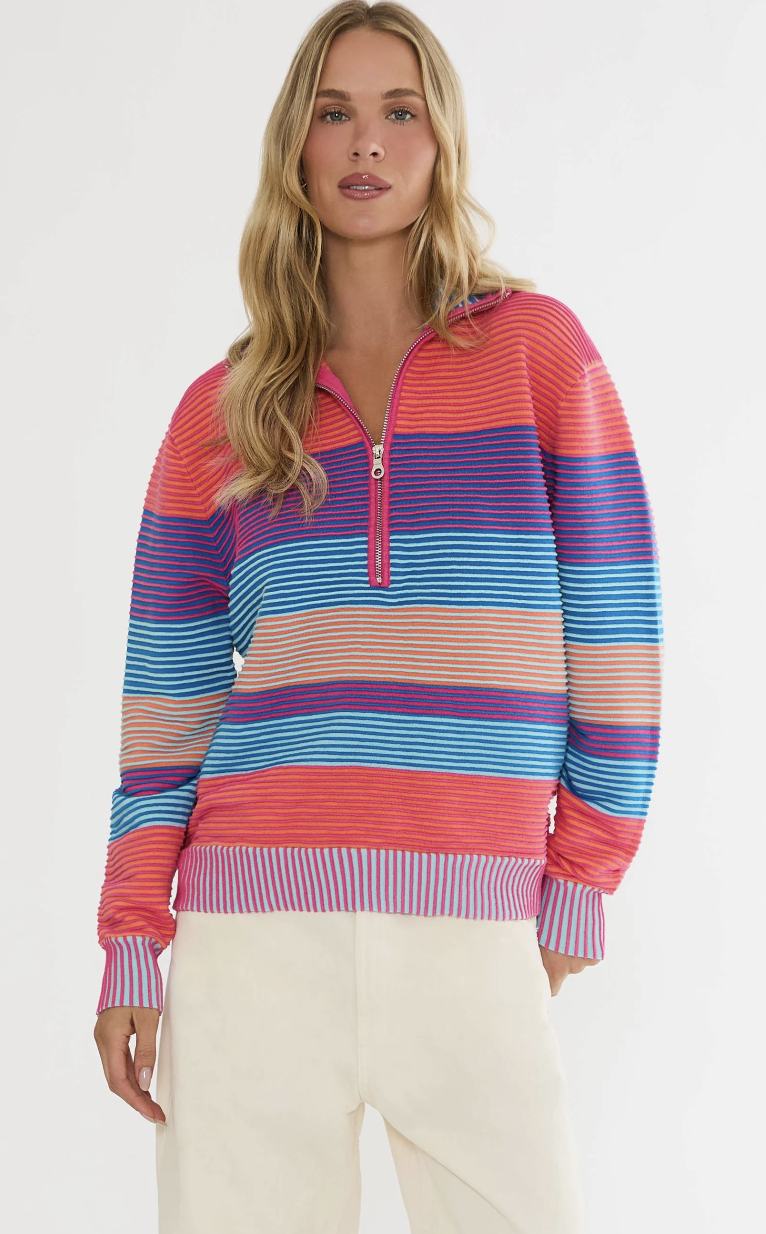 Striped Colorful Quarter Zip Sweater