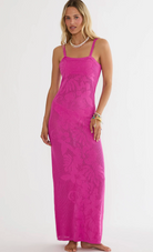 Long Cotton Coverup Dress In Pink