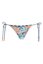 Tie side bottom with a ruched back featuring colorful sea inspired print