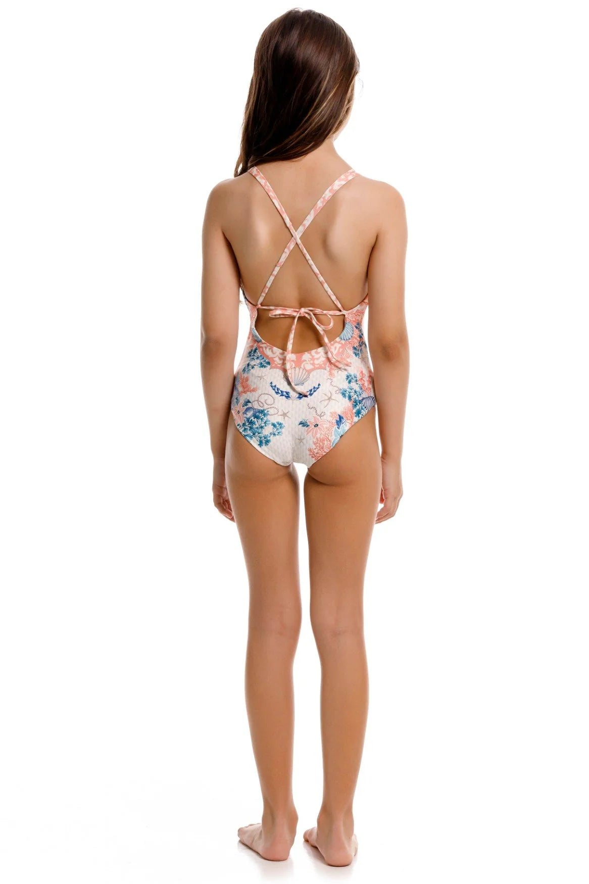 Girls one piece in colorful sea inspired print