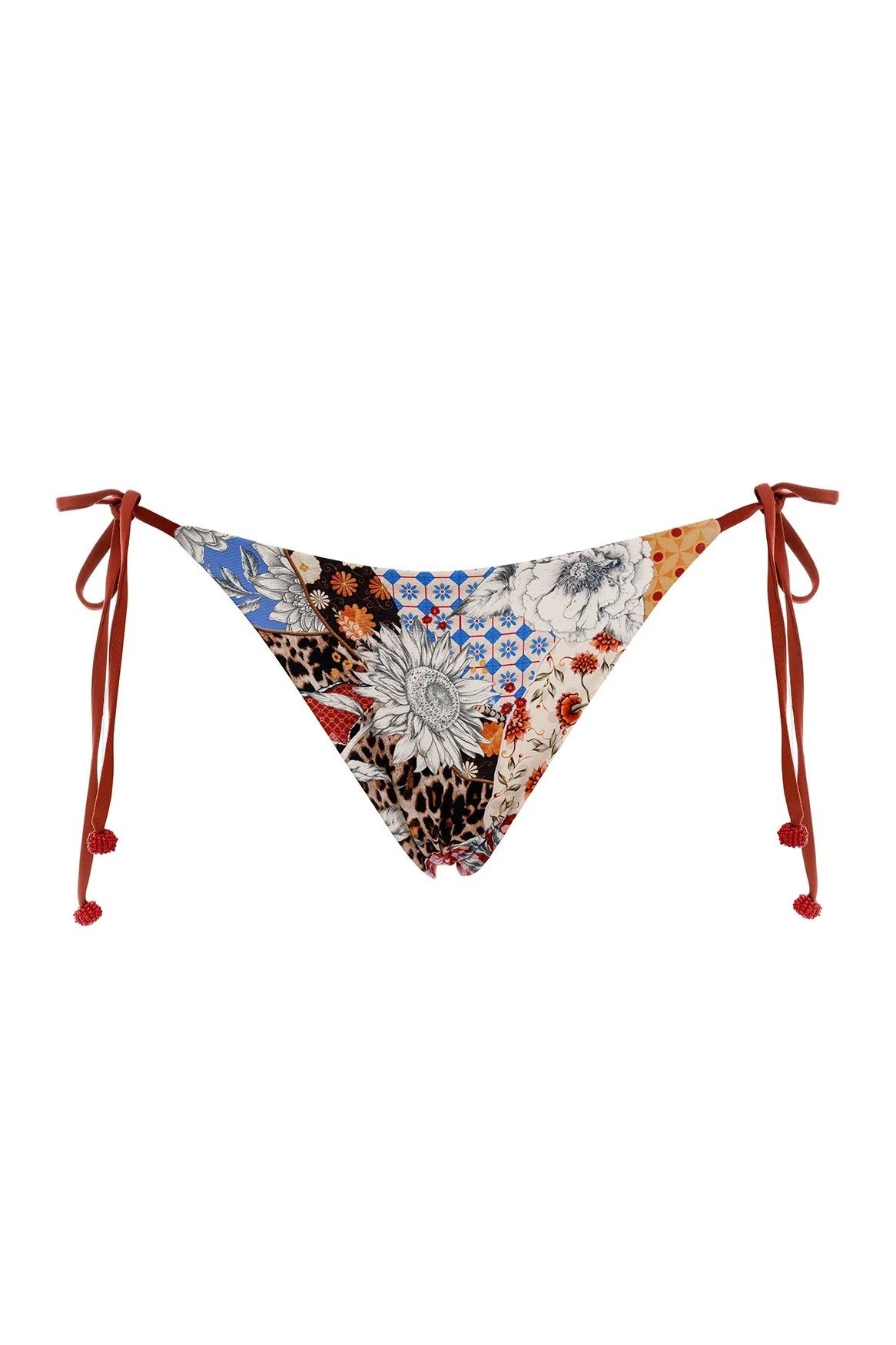 Tie side bottom in multicolor print