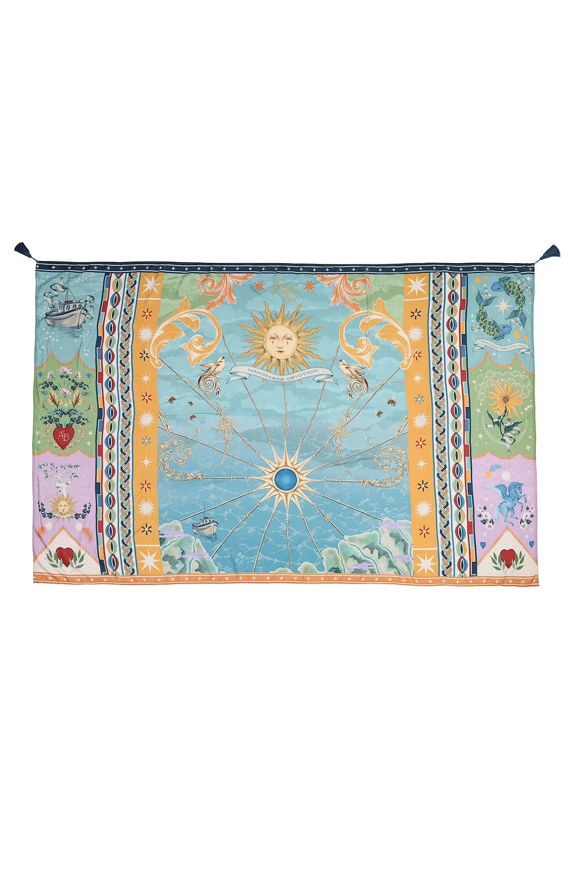 Colorful print tasseled sarong