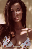 Colorful fruit print triangle top