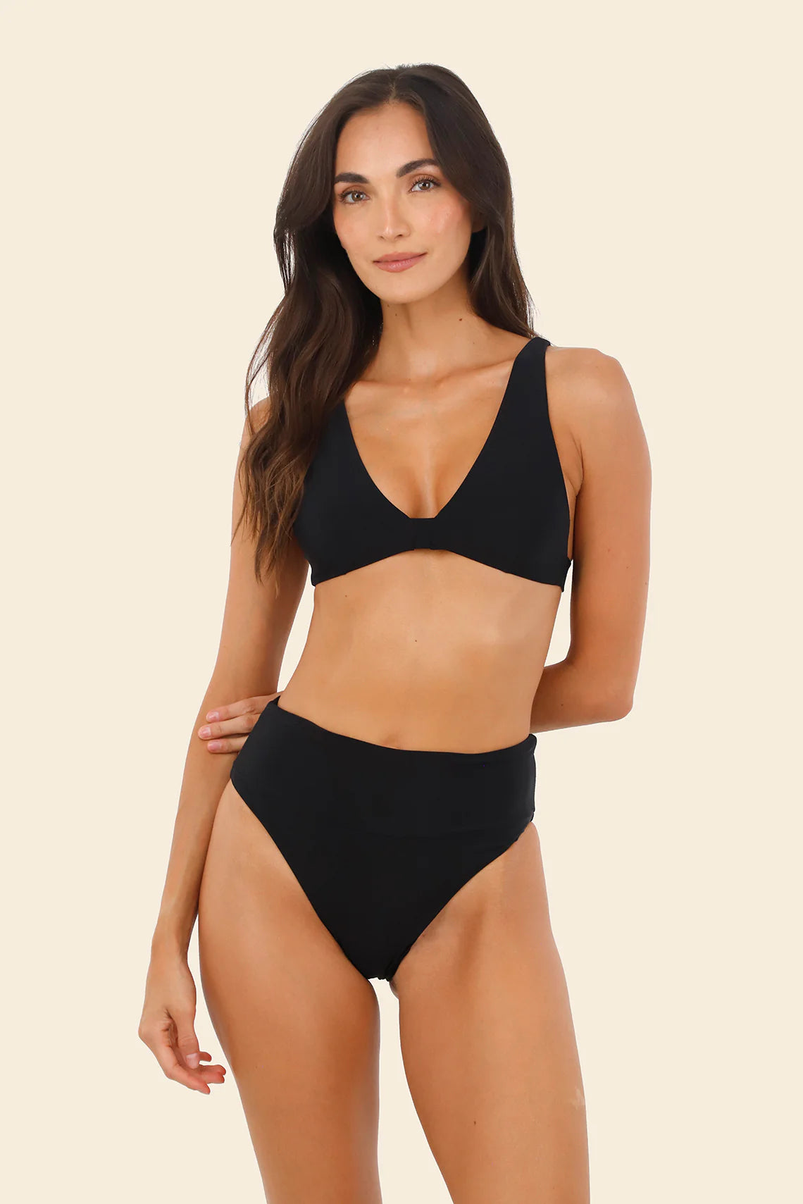 Black v-neck bikini top