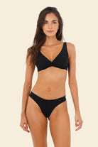 Twist front black bikini top