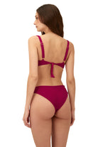Textured underwire top with tie back in Raspberry