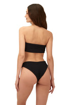 Ring front textured bandeau with removable strap in black