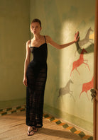 Black Open Knit Coverup Skirt