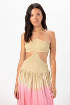 Side Cutout Halter Maxi Dress 
