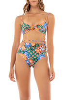 Knotted floral print bandeau with removable straps