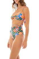 Knotted floral print bandeau with removable straps