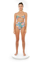 Knotted floral print bandeau with removable straps