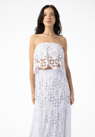 One size strapless crop top in white