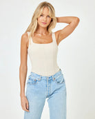 Ribbed Scoop Neck Bodysuit 
