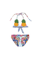 Girls' pineapple bikini set in multicolor print