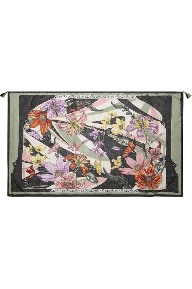 Colorful Floral Print Tasseled Sarong
