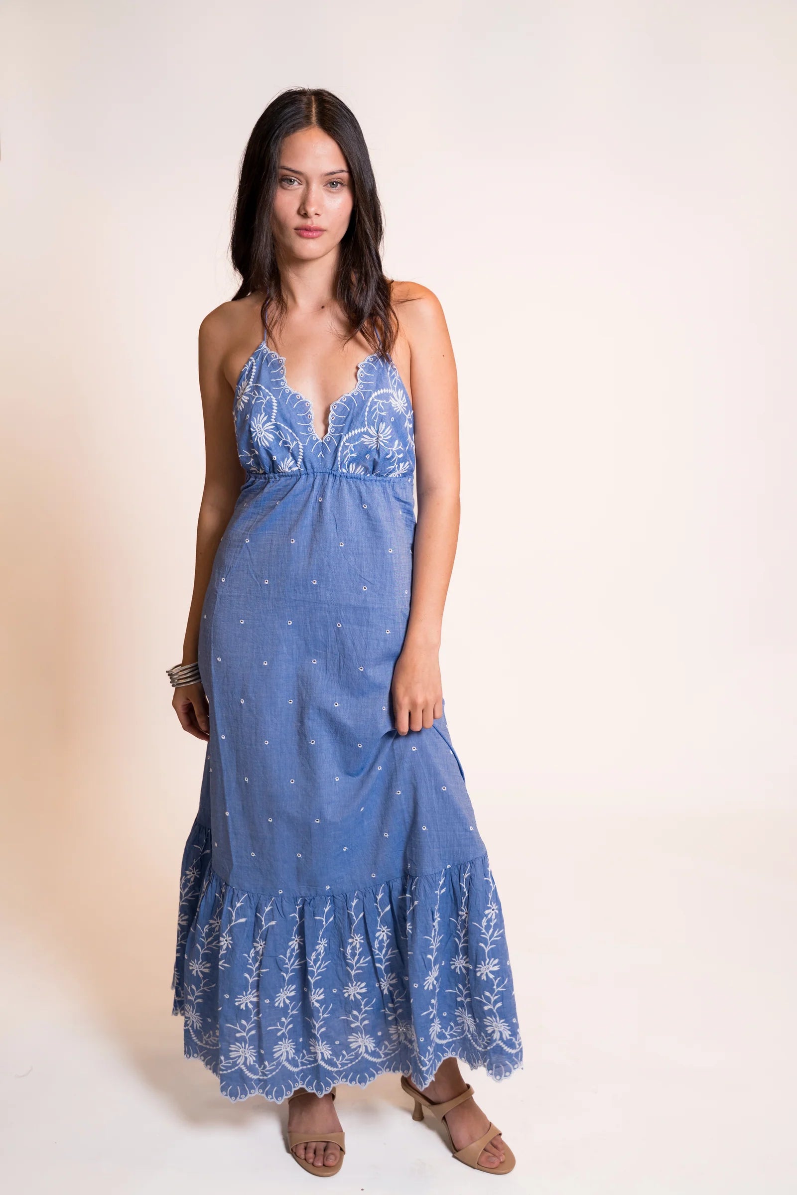 Blue Halter Maxi Dress