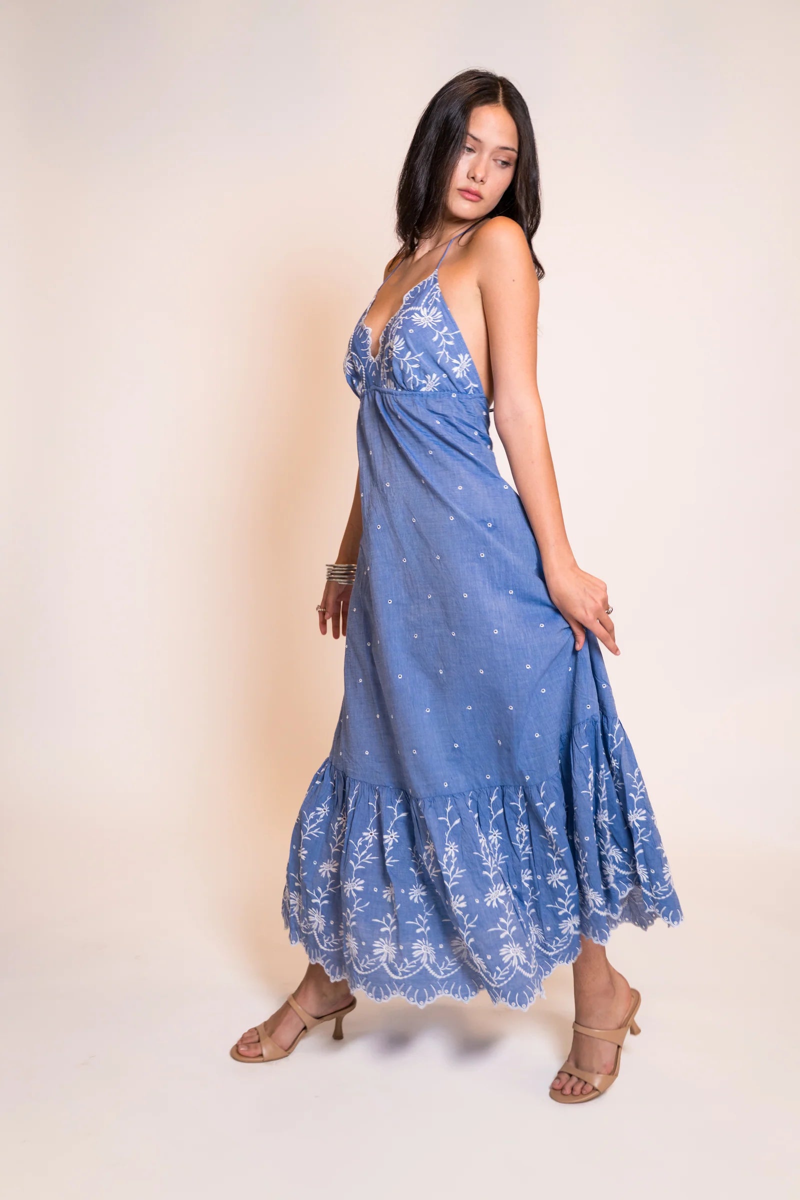 Blue Halter Maxi Dress