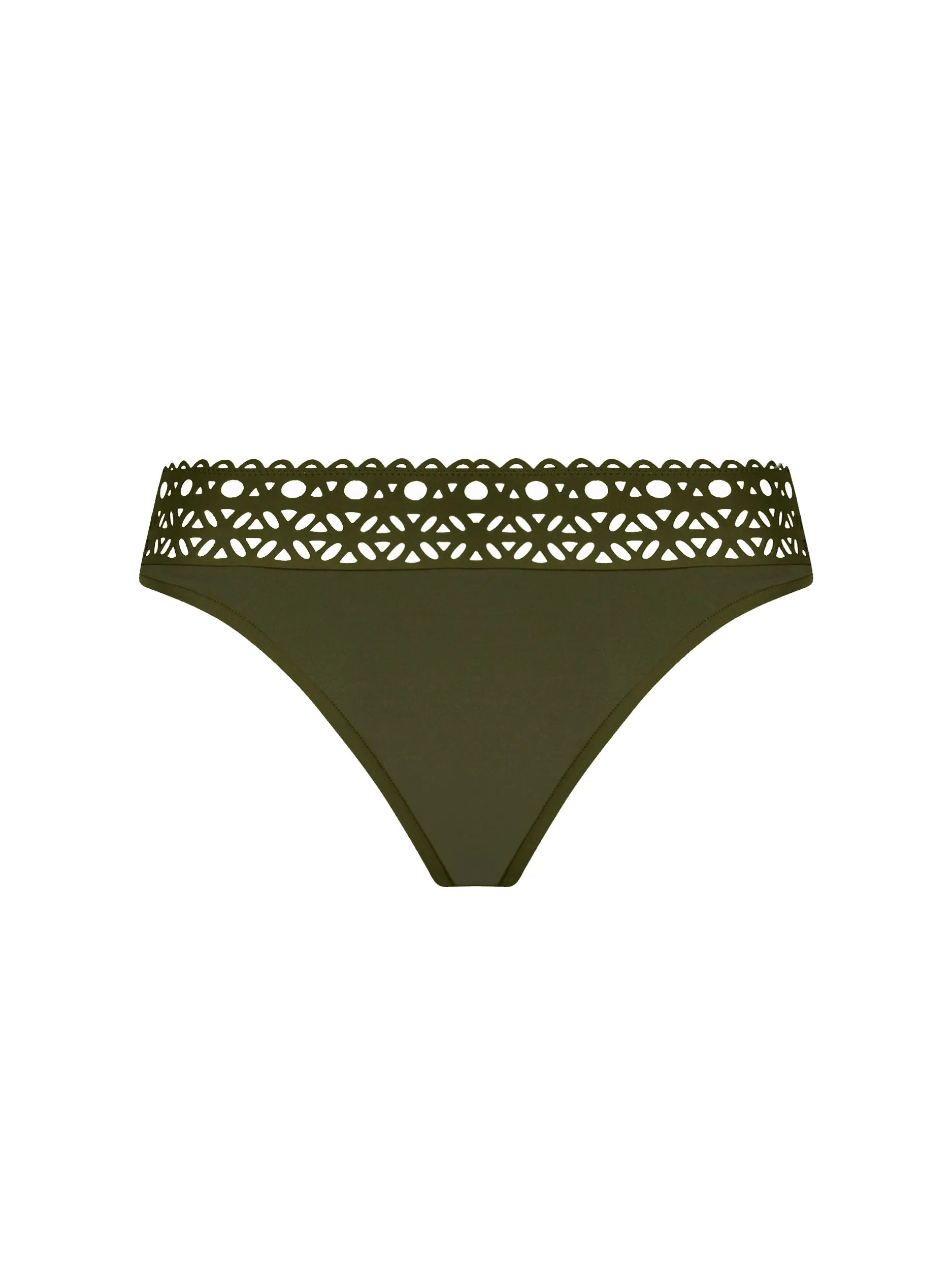 Dark green lattice detailed bikini bottom