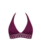 Fixed triangle top with halter tie behind the neck in maroon