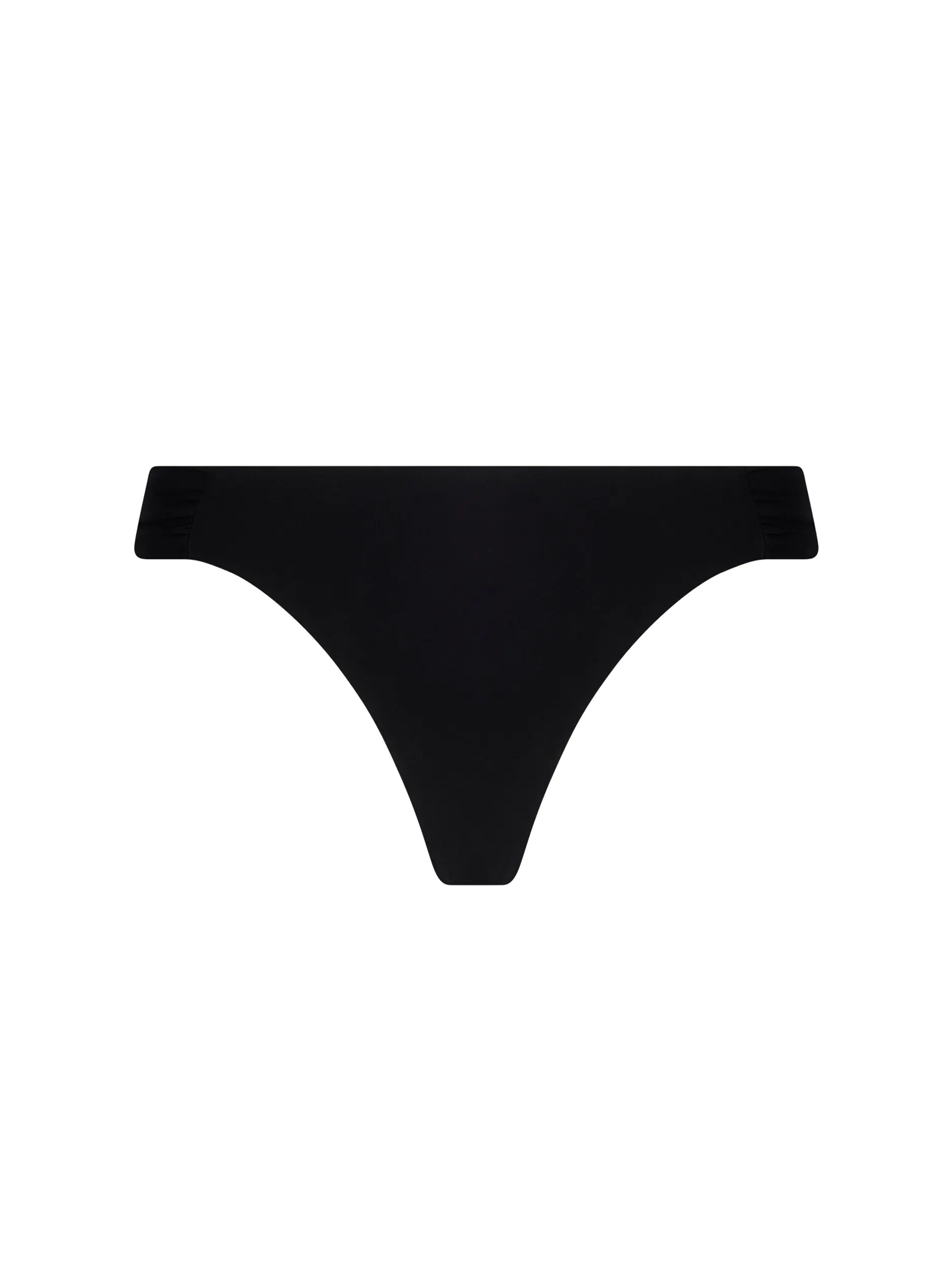 Modest coverage bottom with a low rise cut in Black