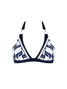 Fixed triangle top with decorative rings in navy and white print