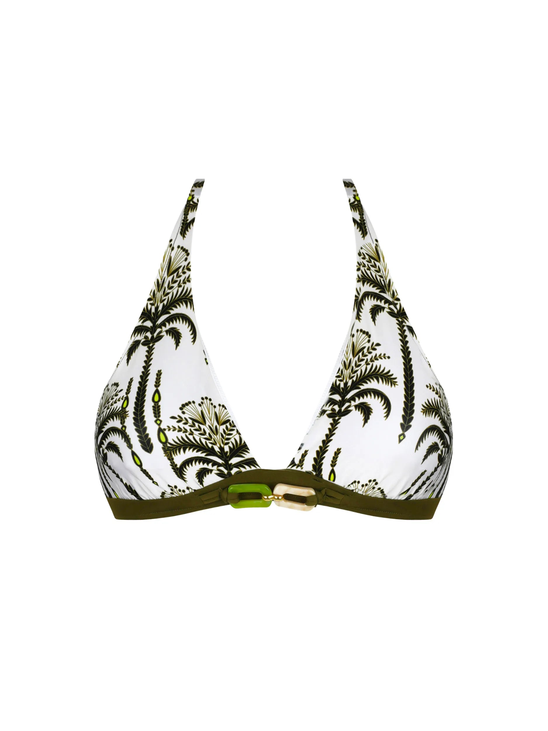 Palm print halter bikini top