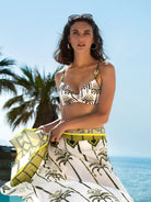 Molded cup underwire bikini top in palm tree print