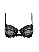 Underwire bra with a floral design in black