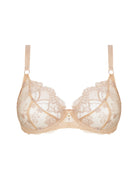 Nude Underwire Bra With Floral Embroidery
