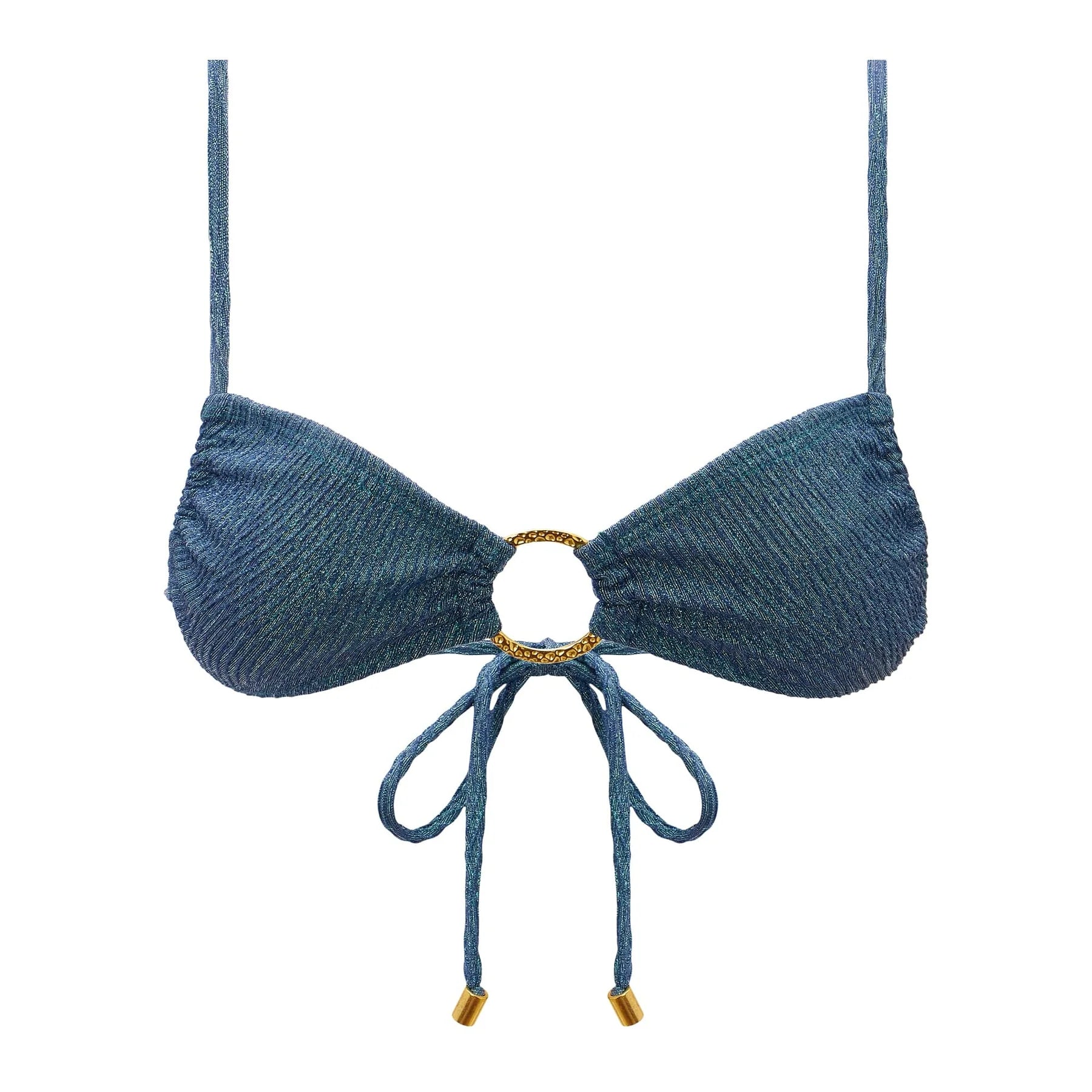 Shimmery Gold Ring Adorned Bandeau Top – Xandra Swimwear