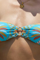 Ring front multicolor bandeau bikini top
