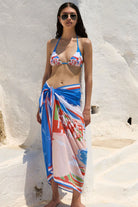 Multicolor print triangle bikini top
