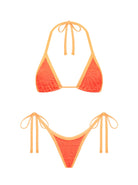 Textured Orange Triangle Bikini Top