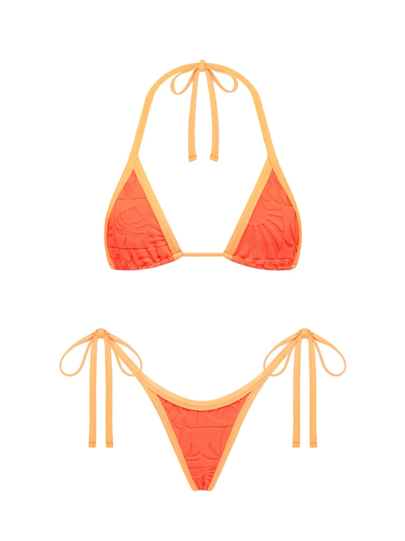 Textured Orange Triangle Bikini Top