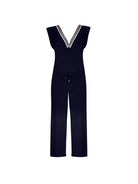 V-neck jumpsuit with short sleeves in Navy