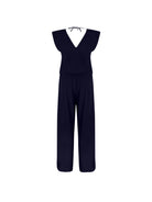V-neck jumpsuit with short sleeves in Navy