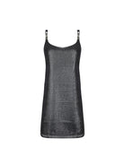 Short black dress with metallic shell