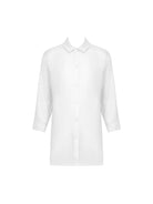 Oversized white collared button down in cotton/silk blend