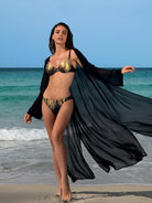 Long Sheer Black Wrap Kimono 