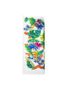 Long white sarong with multicolor tropical print