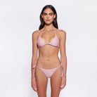 Shimmery tie side bottom in pink