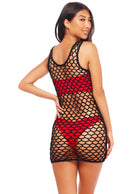 Hand crocheted swim coverup dress in black