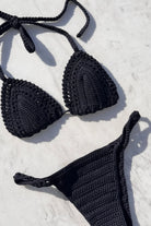 Hand crocheted minimal coverage bikini bottom in black