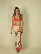 Tasseled palm print sarong